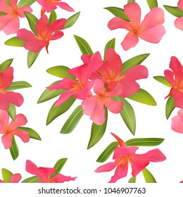 Seamless pattern with tropical red flowers Beautiful blossom plants illustration on black background Vector