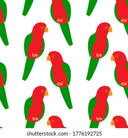 Seamless pattern tropical red green parrot vector illustration.