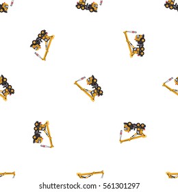 Seamless pattern with truck crane. Inspired by road, building machinery. Vector background for decoration children's room, invitations, website, mobile app.