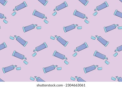 Seamless pattern with tube with an open cap doodle vector