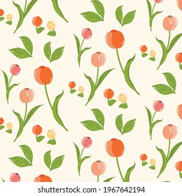 Seamless pattern of tulip background vector design include swatches