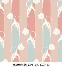 Seamless Pattern with Tulip Flowers.	