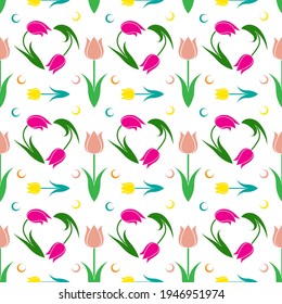 Seamless pattern tulip. Vector illustration.