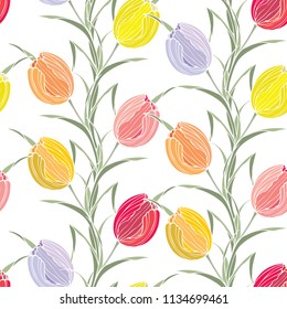 Seamless pattern with tulips