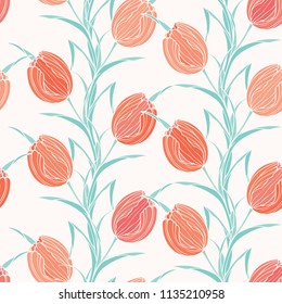 Seamless pattern with tulips