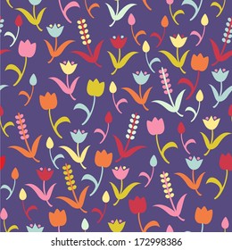 Seamless pattern with tulips