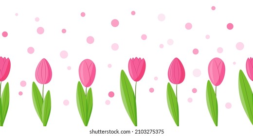 Seamless pattern of tulips border