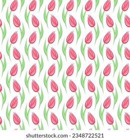 Patrón sin foco con tulipanes. Ilustración vectorial.