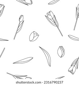 seamless pattern of tulips , line pattern of tulips