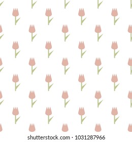 
Seamless pattern with tulips on a white background