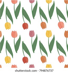 
Seamless pattern with tulips on a white background vector illustration