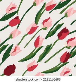 seamless pattern with tulips, vector design for paper, fabric and other surface