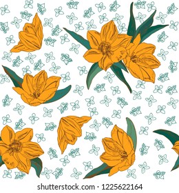 Seamless pattern with tulips. Vector illustration