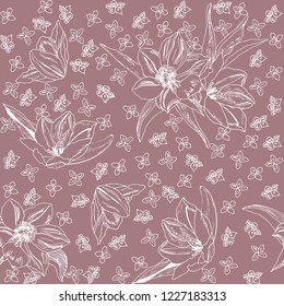 Seamless pattern with tulips. Vector illustration