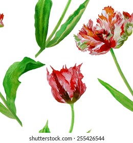 Seamless pattern  with tulips.Vector Illustration