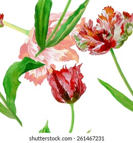 Seamless pattern  with tulips.Vector Illustration