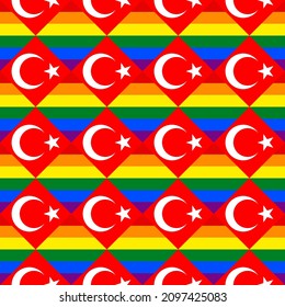 seamless pattern of turkey and rainbow flags. vector illustration