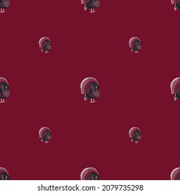 Seamless pattern Turkey red background. Texture of farm bird for any purpose. Geometric template for textile fabric design. Simple vector ornament.