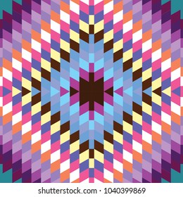 Seamless pattern Turkish carpet white red orange claret burgundy yellow violet. Colorful patchwork mosaic oriental kilim rug with traditional folk geometric ornament. Tribal style. Vector