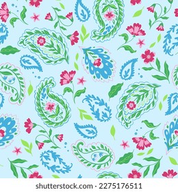 Seamless pattern with Turkish cucumbers and flowers. Vector graphics.