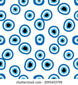 Seamless pattern with Turkish evil eye bead. Good luck. Turkish tile. Oriental ottoman design for wallpapers, pattern fills, textile