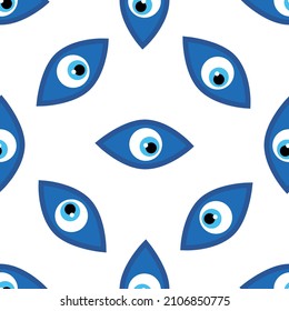 Seamless pattern with Turkish evil eye bead. Good luck. Turkish tile. ottoman design for wallpapers, pattern fills, textile