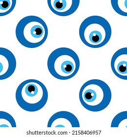 Seamless pattern with Turkish evil eye bead. Good luck. Turkish tile. Oriental ottoman design for wallpapers, pattern fills, textile