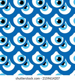 Seamless pattern with Turkish evil eye bead. Good luck. Turkish tile. Oriental ottoman design for wallpapers, pattern fills, textile