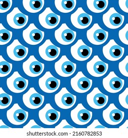 Seamless pattern with Turkish evil eye bead. Good luck. Turkish tile. Oriental ottoman design for wallpapers, pattern fills, textile