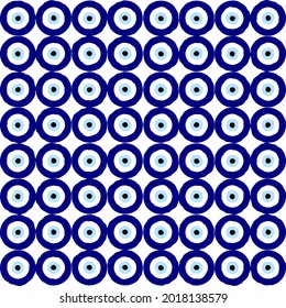 Seamless Pattern With Turkish Eye Vector Illustration. Greece, Turkey, Egypt, Israel Symbol. Turkish Evil Eye Design. Blue Pattern