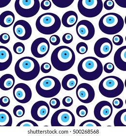 Seamless Pattern Turkish Eye Vector Blue Stock Vector (Royalty Free ...