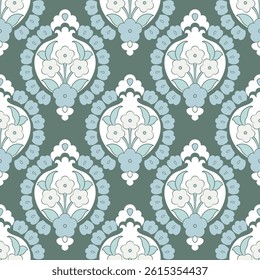 Seamless pattern of Turkish floral element in pale colors 