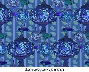 Seamless pattern of turkish lamp. Vector illustration.