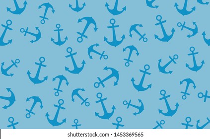 Seamless pattern with turquoise anchor on a blue background.EPS10 Illustration
