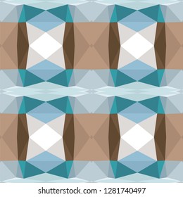 seamless pattern. turquoise and brown diamonds on a white background. abstraction. multicolored triangles. Banner
