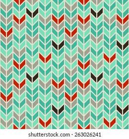 Seamless  pattern.  Turquoise  and red chevron pattern 