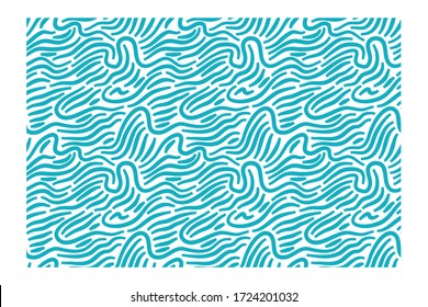 Seamless pattern of turquoise waves with blunt ends. Design for backdrops with sea, rivers or water texture.