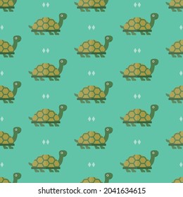 seamless pattern turtle animal on blue background vector wallpaper textile giftwrap