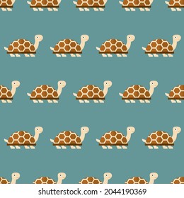 seamless pattern turtle animal on blue background vector wallpaper textile giftwrap