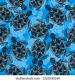 Seamless pattern with turtle , banner with turtles 