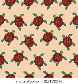 Seamless pattern with turtle. Vector background