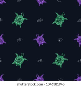 seamless pattern with turtles