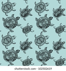 Seamless pattern with  turtles. Seamless pattern can be used for wallpaper, pattern fills, web page background,surface textures. Seamless animal background