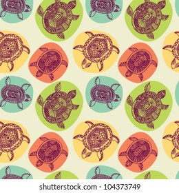 Seamless pattern with turtles. Seamless pattern can be used for wallpaper, pattern fills, web page background,surface textures. Seamless animal background