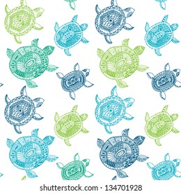 Seamless pattern with turtles. Seamless pattern can be used for wallpaper, pattern fills, web page background,surface textures. Seamless animal background