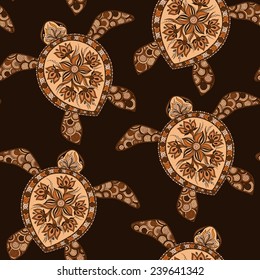 Seamless pattern with turtles. Seamless pattern can be used for wallpaper, pattern fills, web page background,surface textures. Seamless animal background.  Indian mehendi style