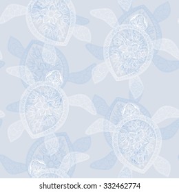 Seamless pattern with turtles. Seamless pattern can be used for wallpaper, pattern fills, web page background,surface textures. Seamless animal background. Indian mehndi style