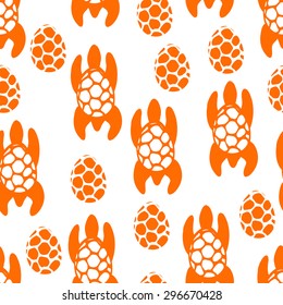 Seamless pattern of turtles and eggs