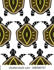 Seamless pattern with turtles on white background 