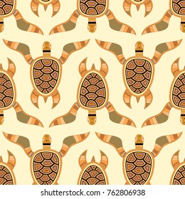 seamless pattern with turtles. Stylized sea turtle. Vector illustration